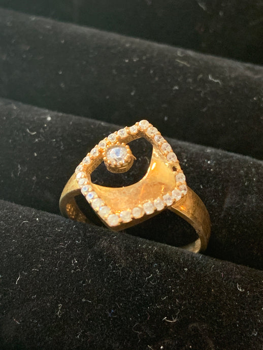 Gold & Diamond Open Square Ring