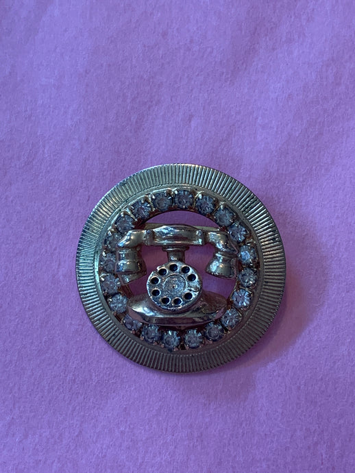 Gold & Diamond Telephone Brooch