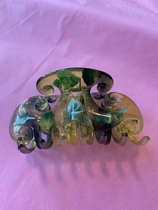 Green Hand Painted Hair Clip