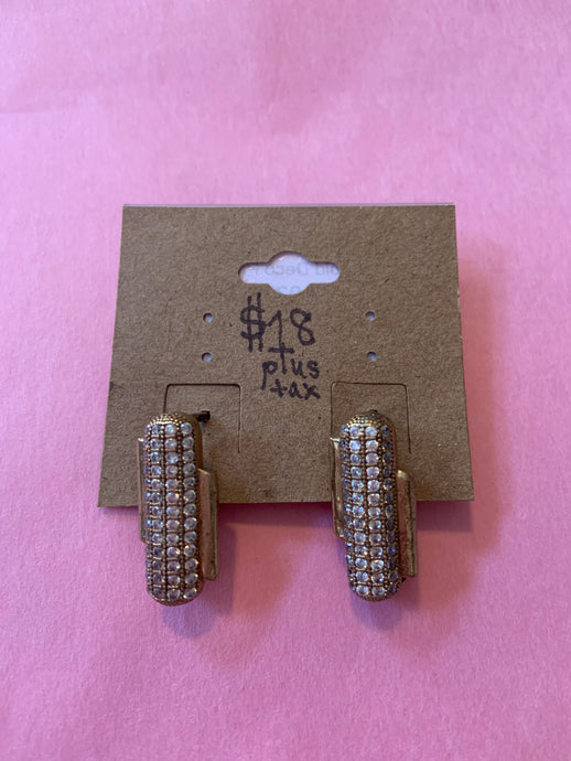 Crystal & Gold Deco Pillar Earrings