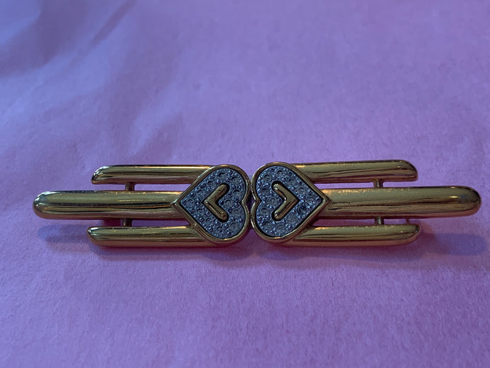 Deco Crystal Heart Brooch