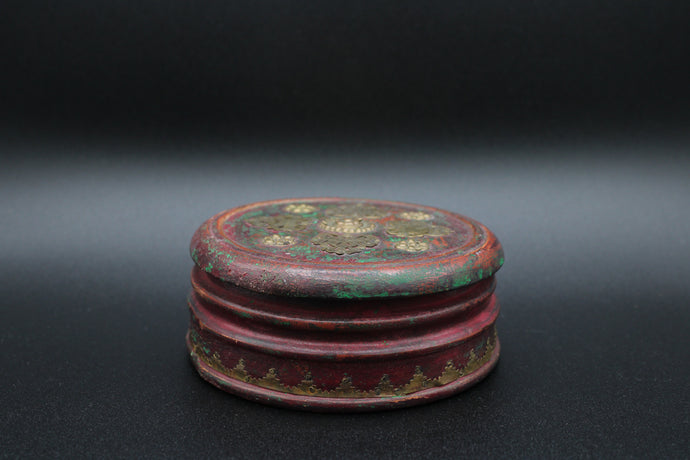 Round Wooden Multi Color Trinket Box