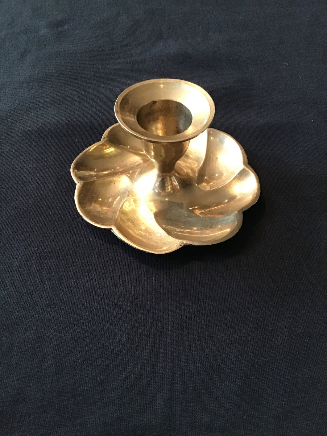 Vintage Brass Candle Holder w/ Wax Catcher