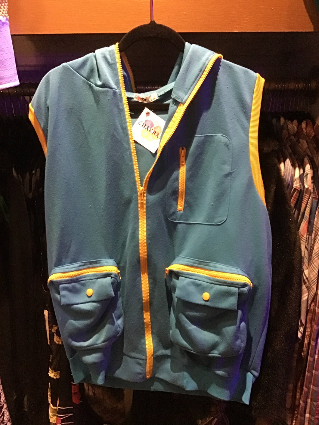 Teal/Yellow Hoodie Vest