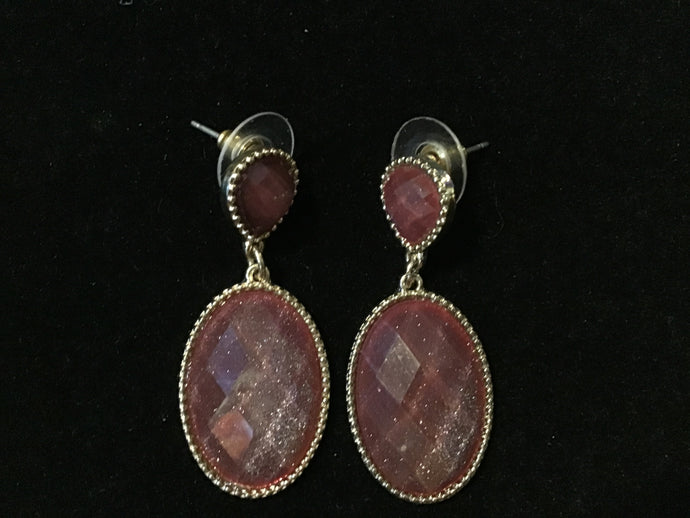 Gold/Burgundy Drop Earrings