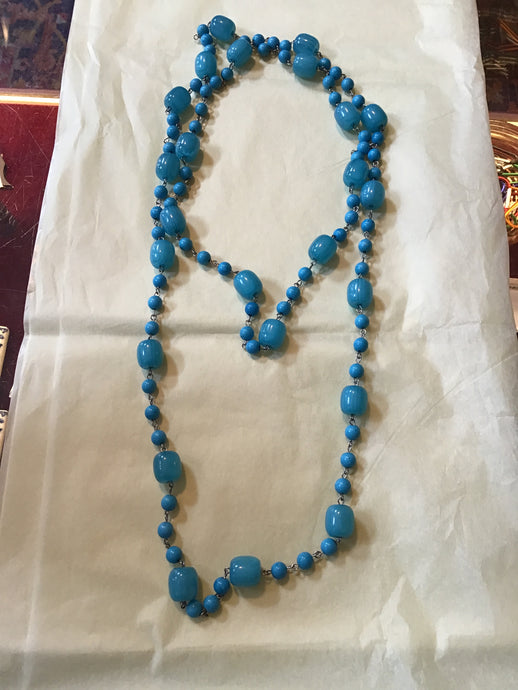 Vintage Blue Beaded Necklace