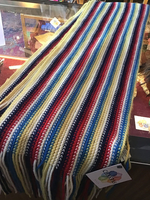Red/Blue/Yellow Knit Scarf