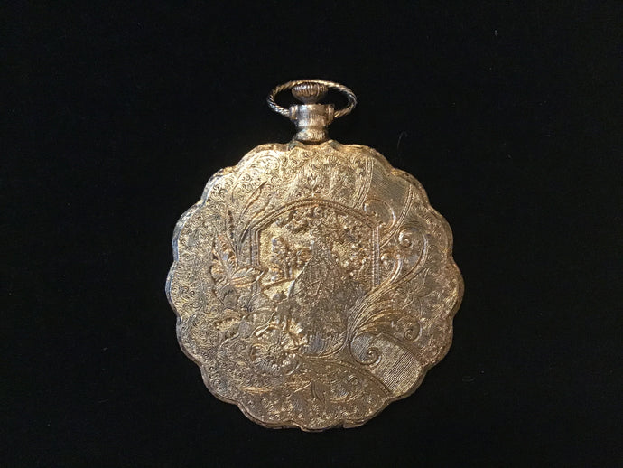 Vintage Gold Pocket Watch-style Compact