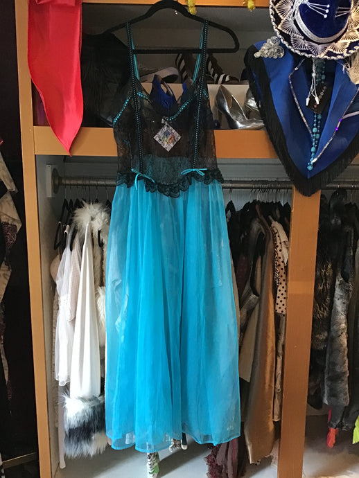Teal/Black Long Lacy Slip