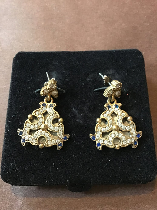White Crystal Triangle Earrings
