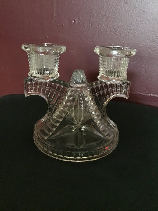 Vintage Glass Double Candle Holder