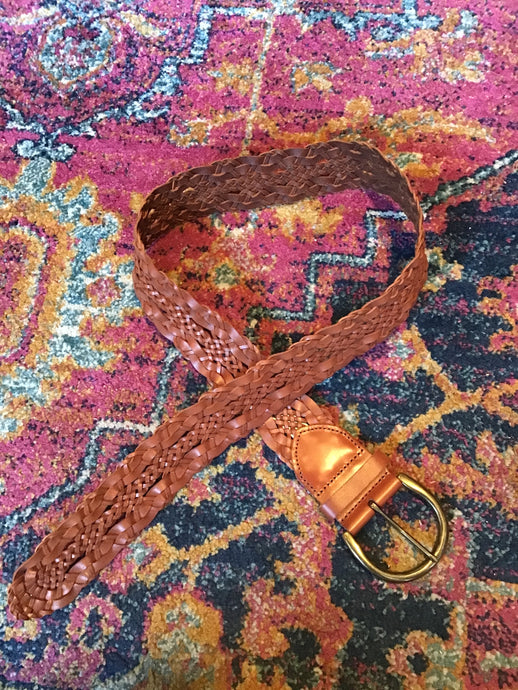 Brown Leather Braided Belt