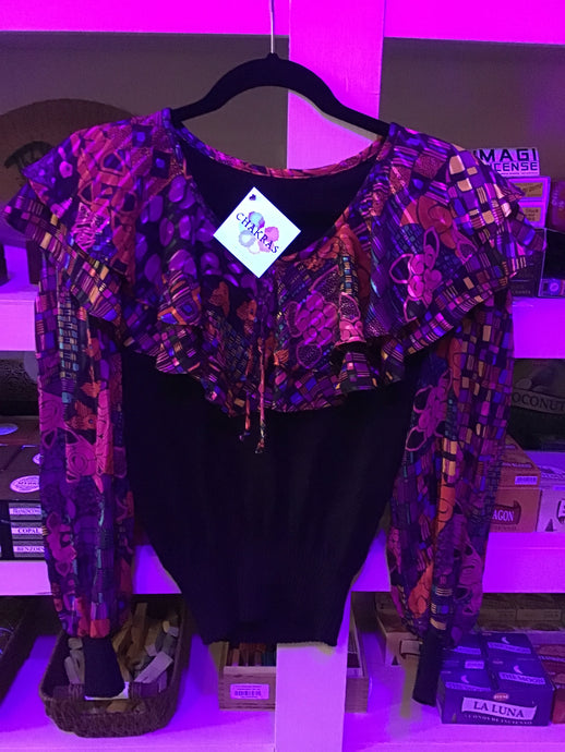Vintage Multicolor Ruffle Sweater