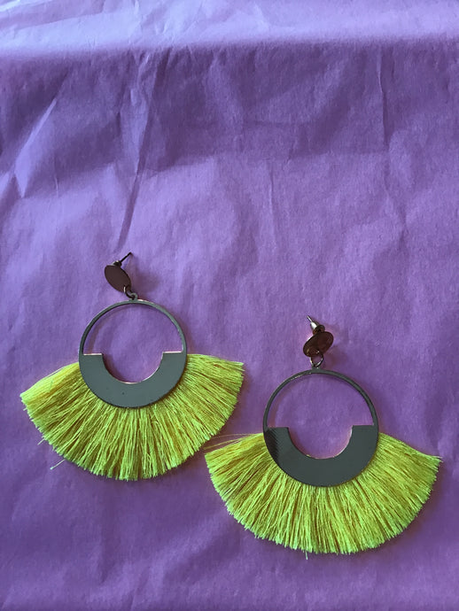 Fringe Hoop Earring: Yellow