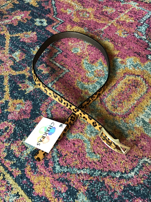 Furry Leopard Skinny Belt