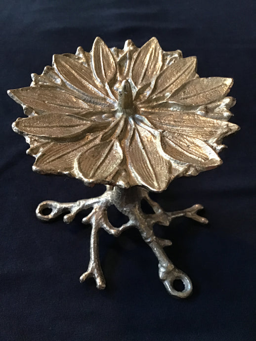 Vintage Brass Leaf Candle Holder