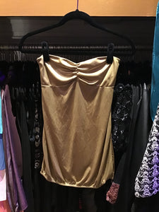 Gold Strapless Satin Top