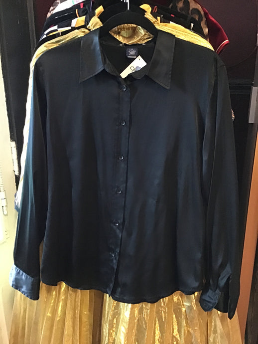 Silk Black Button Up