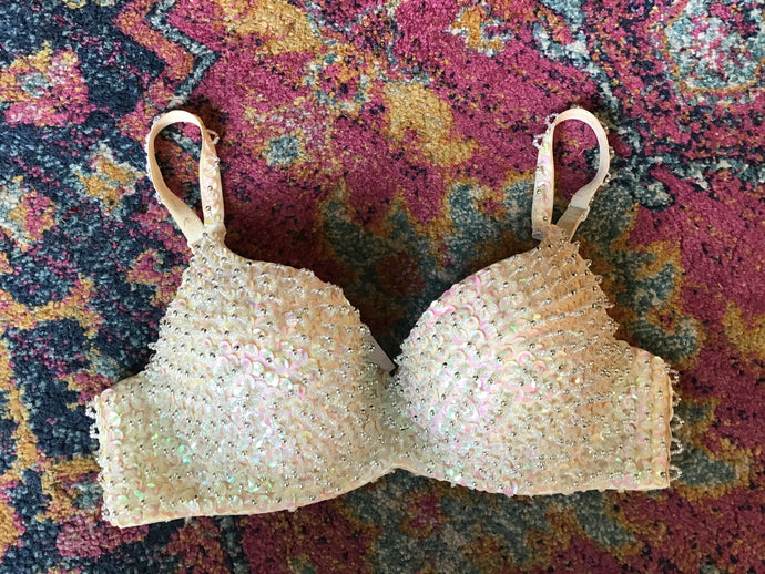 Cream Iridescent Sequin Bra