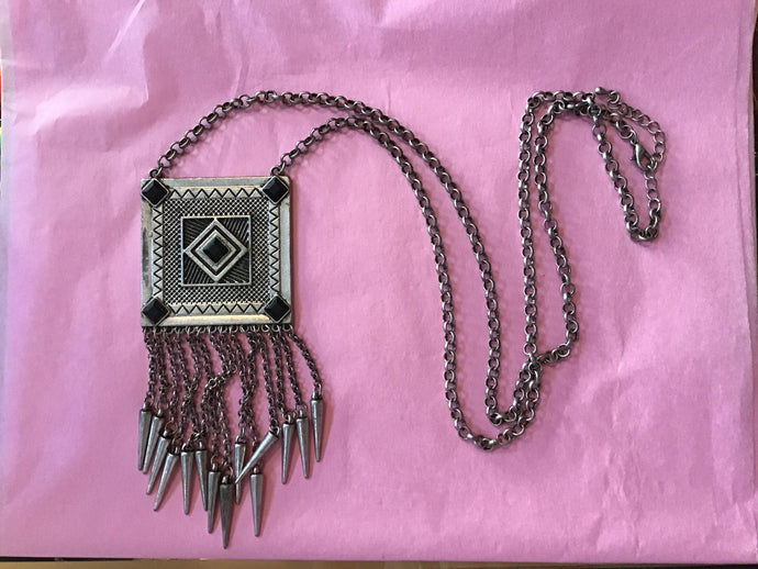 Silver Square Western Necklace