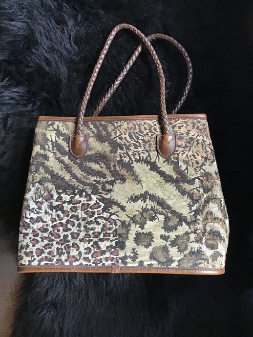 Green/Blue Floral Fabric Handbag