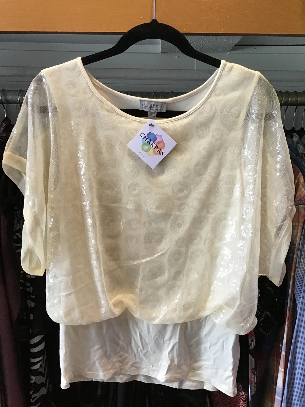 Cream Sequin Circle Top