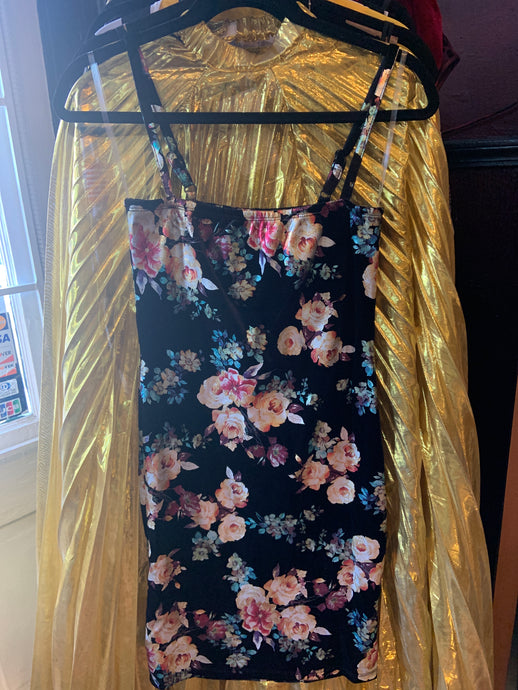 Shiny Floral Tube Dress