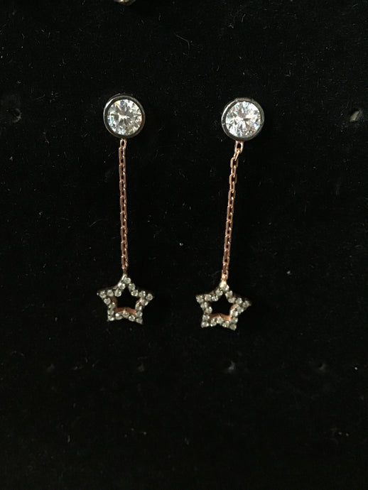 Star Dangle Earrings: White