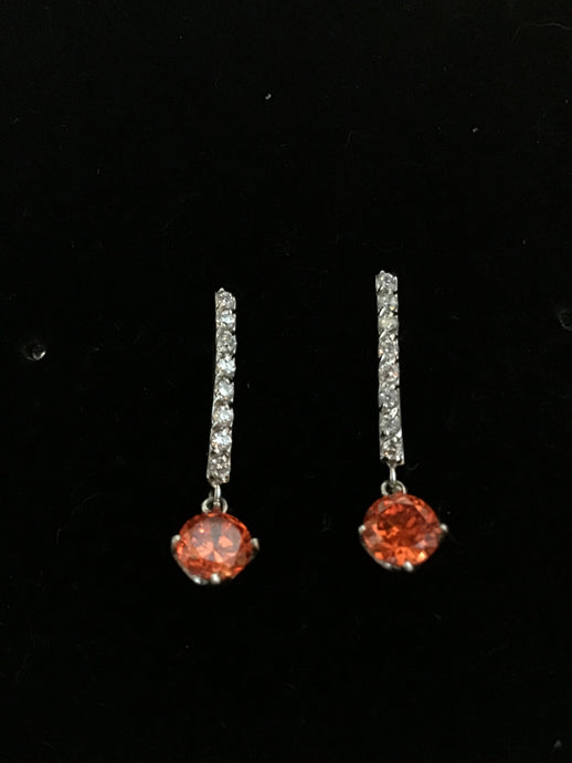 Orange Crystal Diamond Drop Earrings