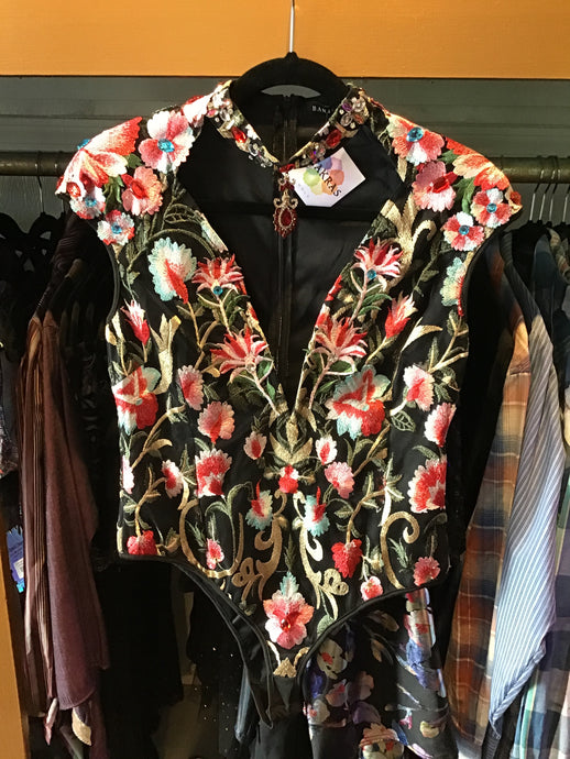 Floral Bodysuit w/ Jeweled Collar