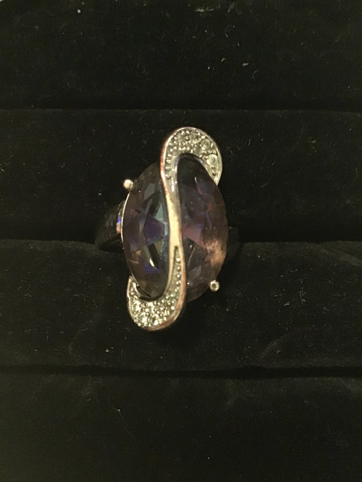 Silver Purple CZ Ring
