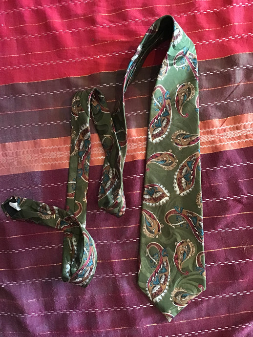 Vintage Green Paisley Neck Tie