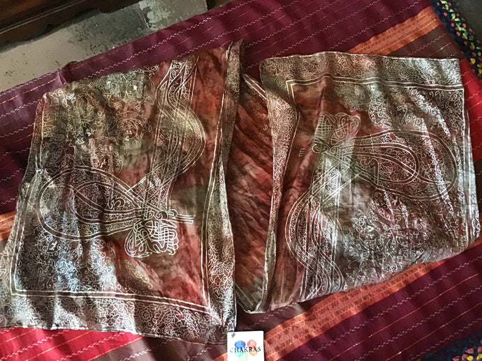 Rust/Silver Silk Scarf