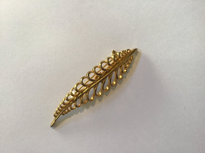 Vintage Gold Lace Leaf Brooch