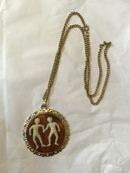 Vintage Gemini Pendant Necklace