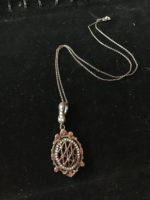 Copper Lattice Oval Necklace