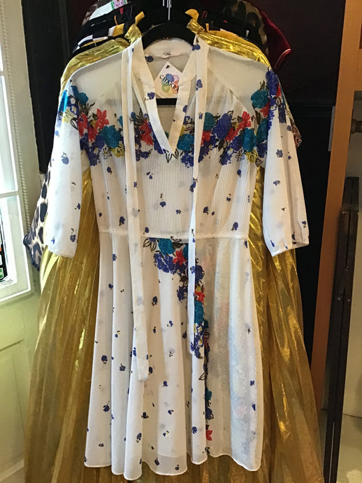 Sheer White Floral Vintage Dress