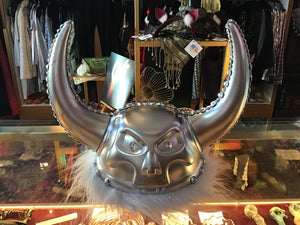 Silver Skull Viking Hat