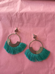 Fringe Hoop Earrings: Turquoise