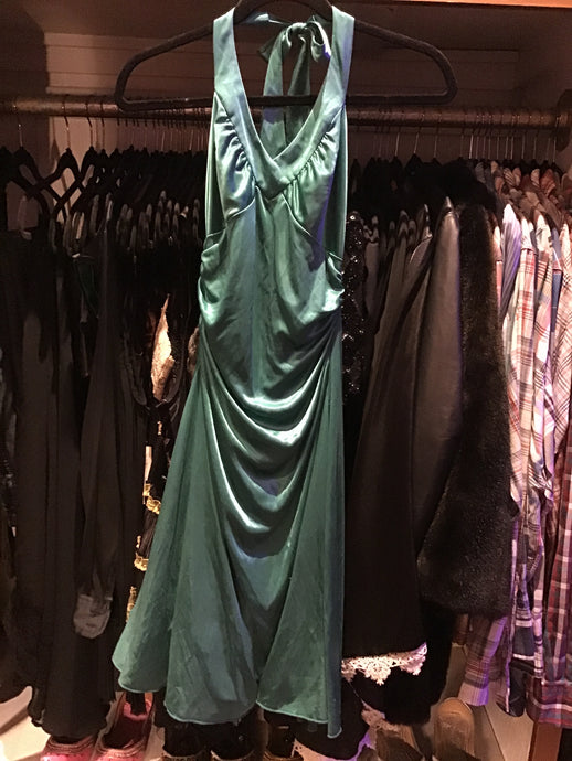Shiny Teal Halter Dress