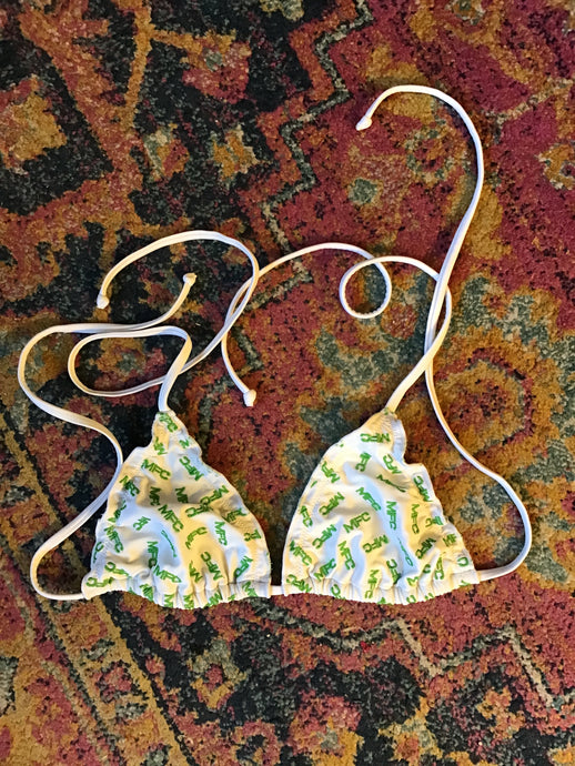 White/Green “MFC” Bikini Top