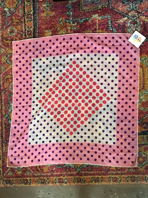 Pink Polka-Dot Silk Scarf