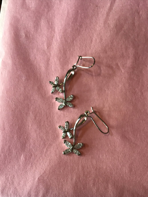 Silver & Crystal Butterfly Earrings