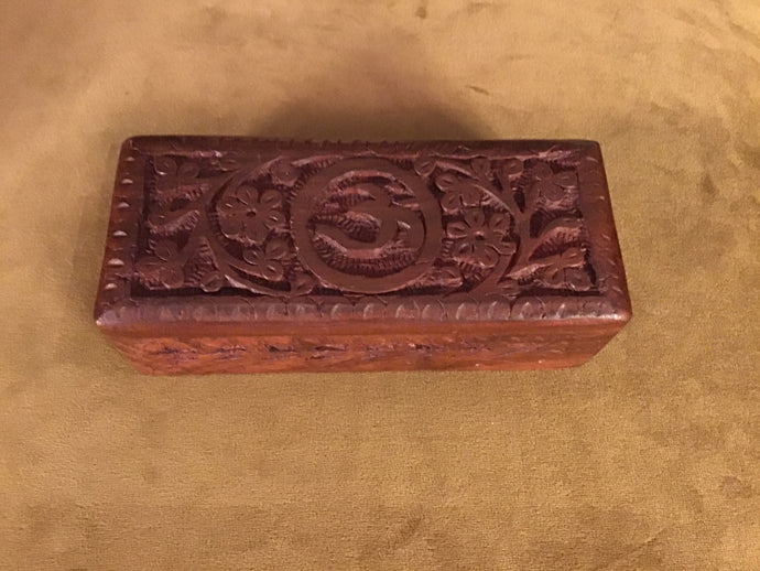 Carved Wood Box: Ohm (small)