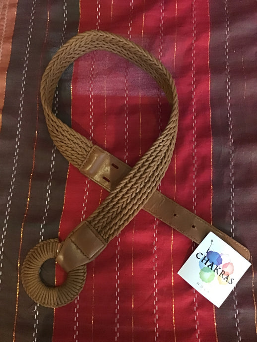 Vintage Brown Braided Belt with Wrapped Buckle