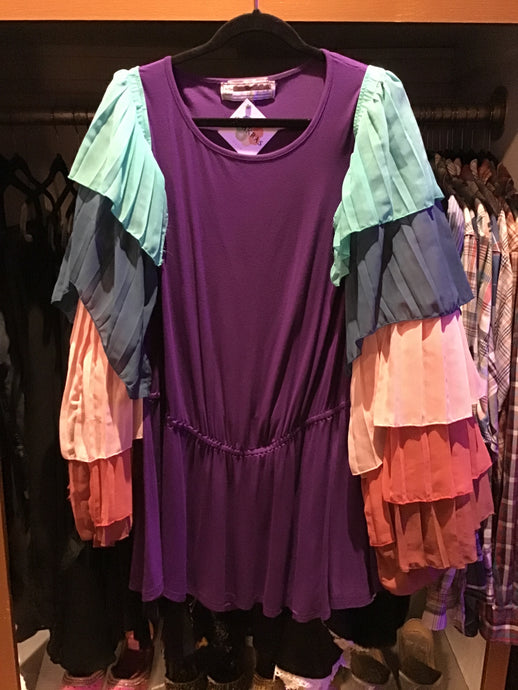 Purple Ruffle Sleeve Top