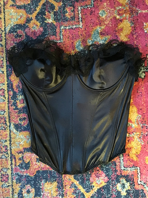 Black Strapless Lace Bustier