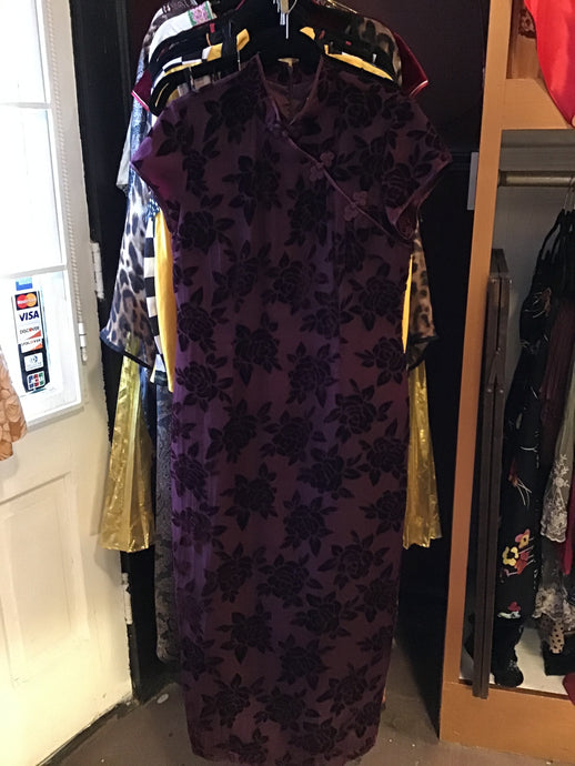 Wine Velvet Chinese Gown
