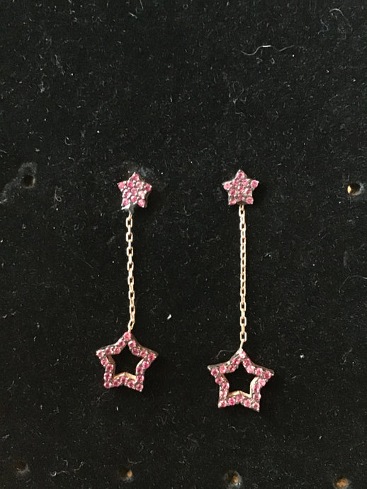 Star Dangle Earrings: Pink