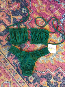 Emerald Green Rushed Bikini Set